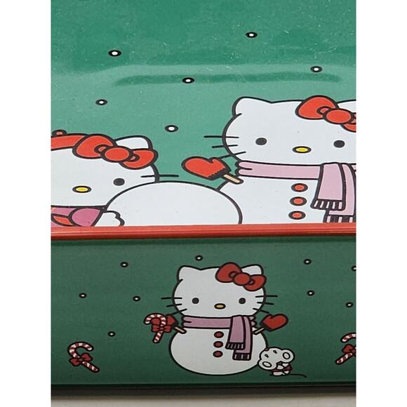 Sanrio Hello Kitty Christmas Snowman Square Baking Dish 9" Ceramic Green and Red - Picture 2 of 10
